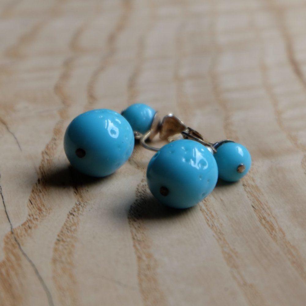 Vintage Turquoise Clasp Clip-on Earrings